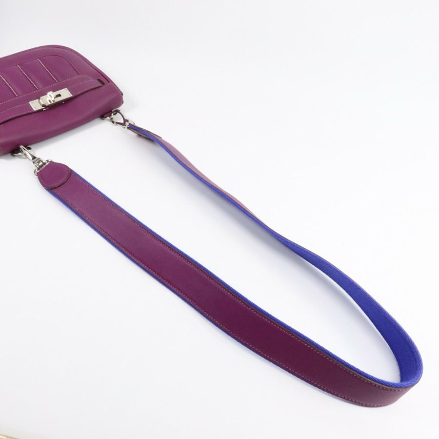 HERMES Swift皮革Berline Mini銀扣肩背袋Anemone-8