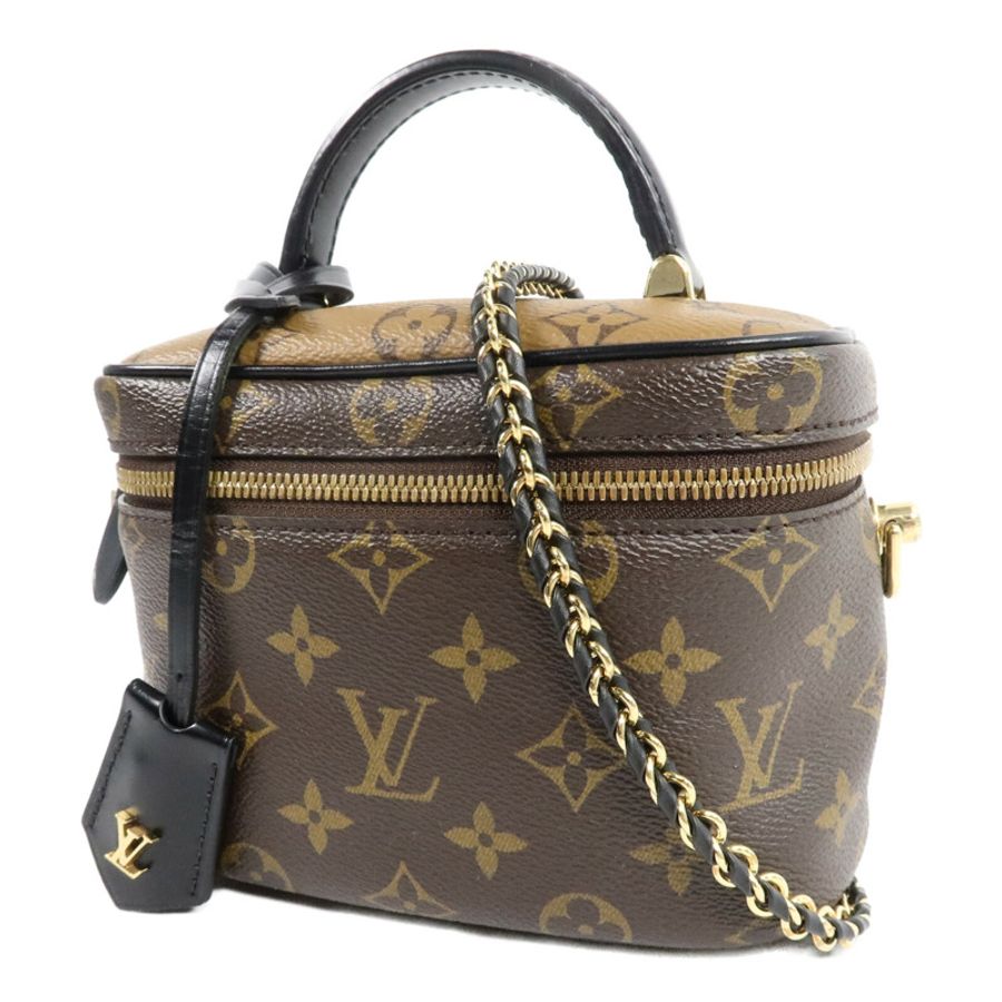 LOUIS VUITTON Monogram Reverse Vanity PM金扣手挽肩背兩用袋棕色-2