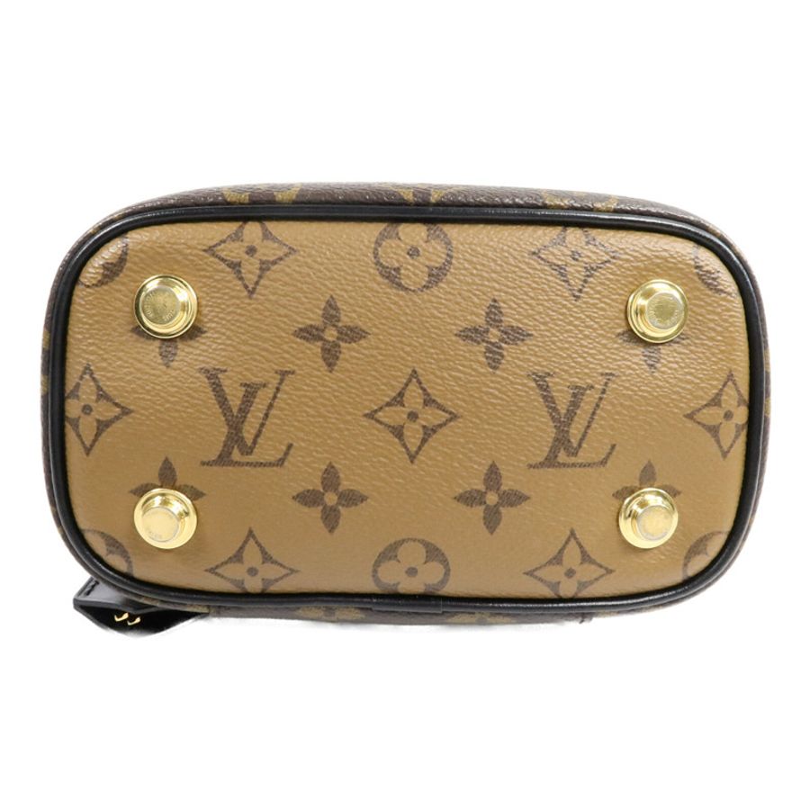 LOUIS VUITTON Monogram Reverse Vanity PM金扣手挽肩背兩用袋棕色-3