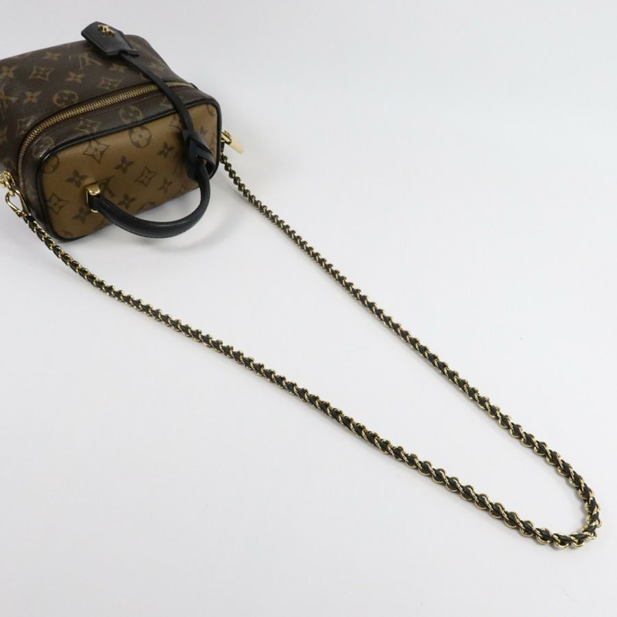 LOUIS VUITTON Monogram Reverse Vanity PM金扣手挽肩背兩用袋棕色-8