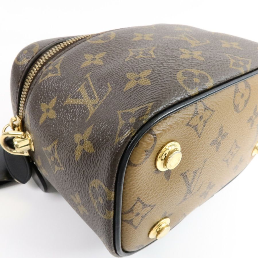 LOUIS VUITTON Monogram Reverse Vanity PM金扣手挽肩背兩用袋棕色-11