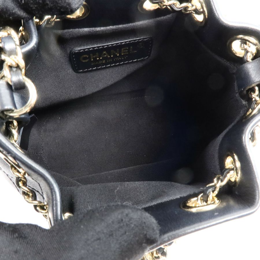 CHANEL 羊皮皮革Bucket Bag鏈帶肩背袋-4