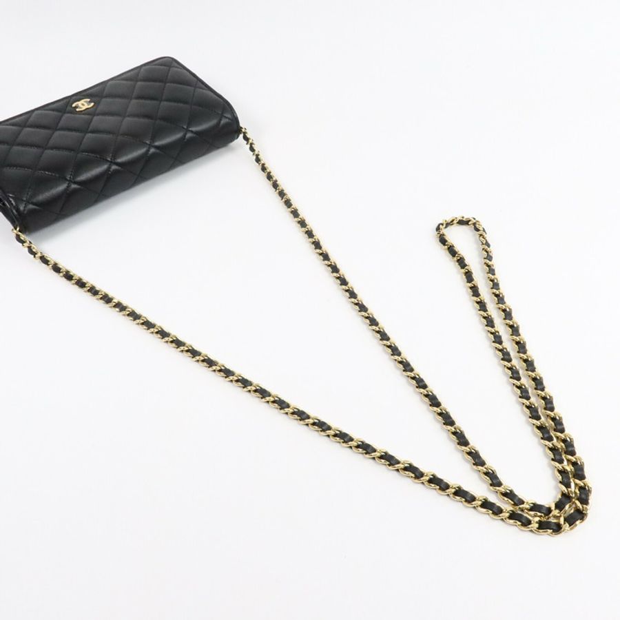 CHANEL 羊皮皮革WOC Wallet On Chain鏈帶肩背袋-8