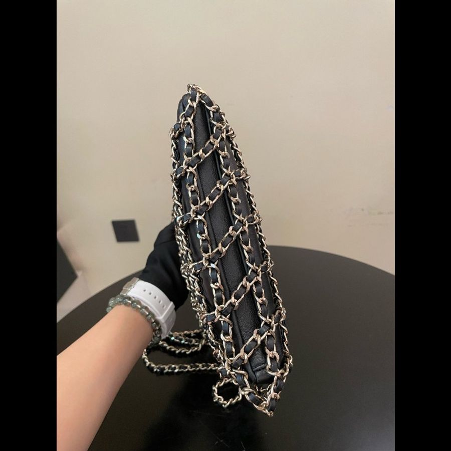 Chanel香奈兒鏈條購物袋鏈條⛓️皮穿金屬大雙C掛件-5