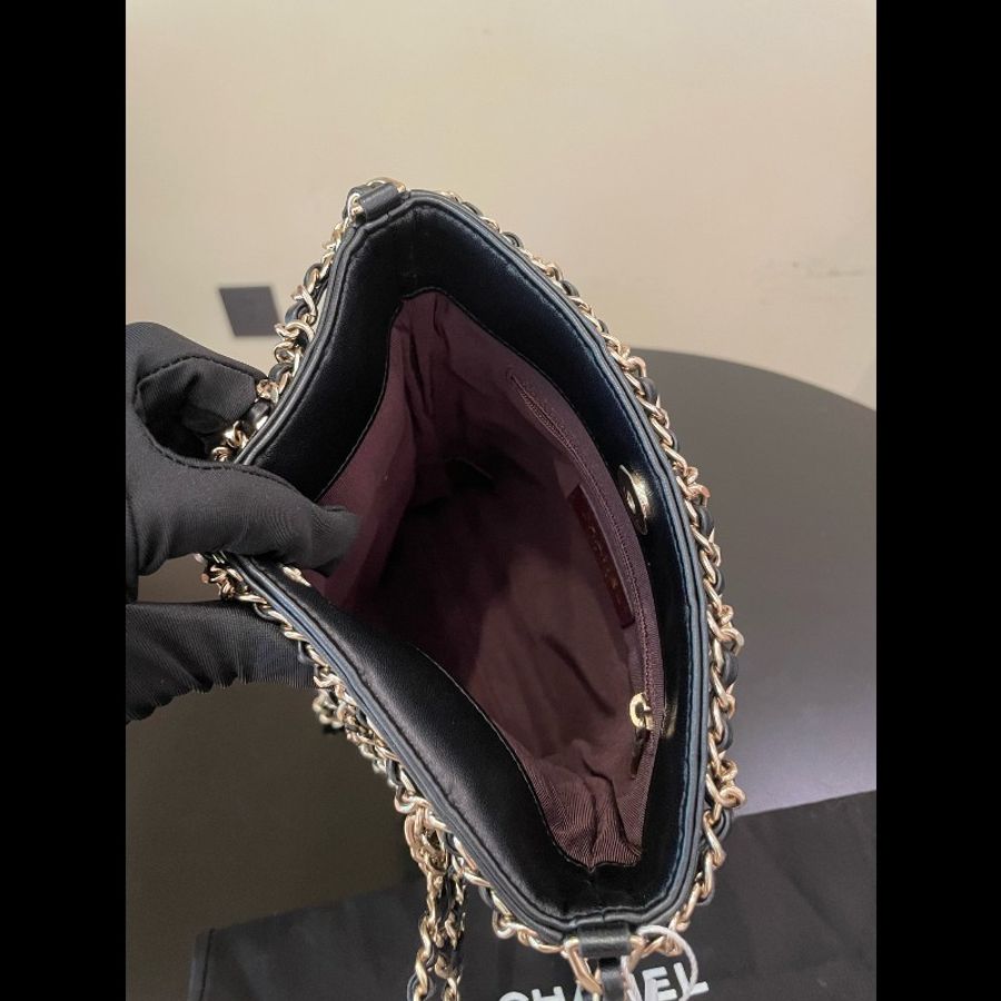 Chanel香奈兒鏈條購物袋鏈條⛓️皮穿金屬大雙C掛件-6