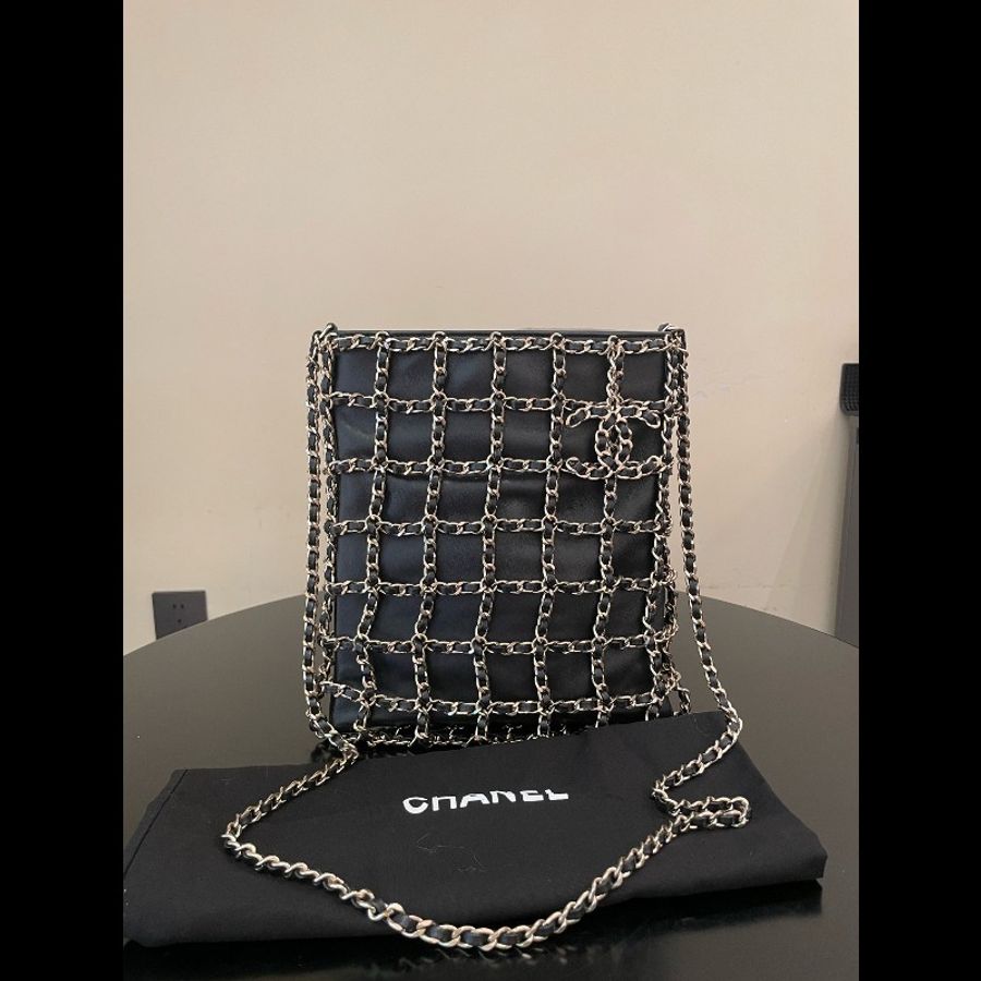 Chanel香奈兒鏈條購物袋鏈條⛓️皮穿金屬大雙C掛件-7