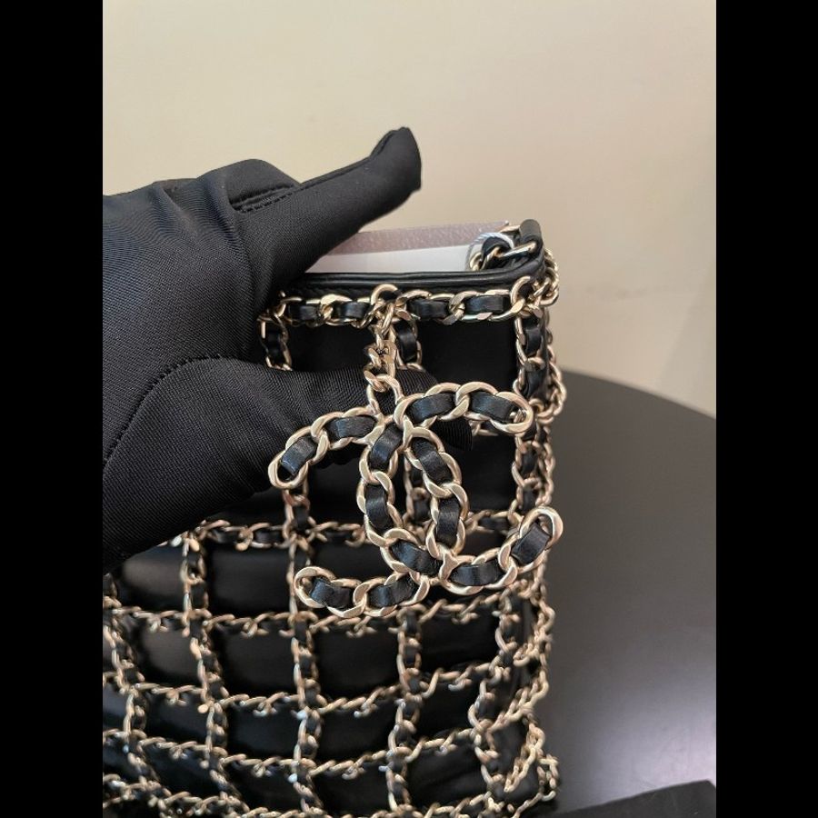 Chanel香奈兒鏈條購物袋鏈條⛓️皮穿金屬大雙C掛件-8