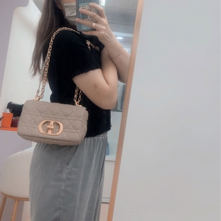Dior caro 小號奶茶鏈條包-9