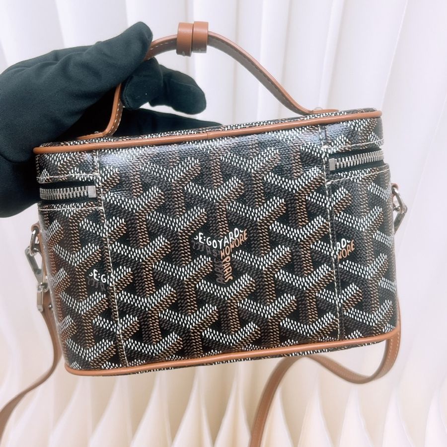 Goyard muse 迷你棕色老花盒子包-6