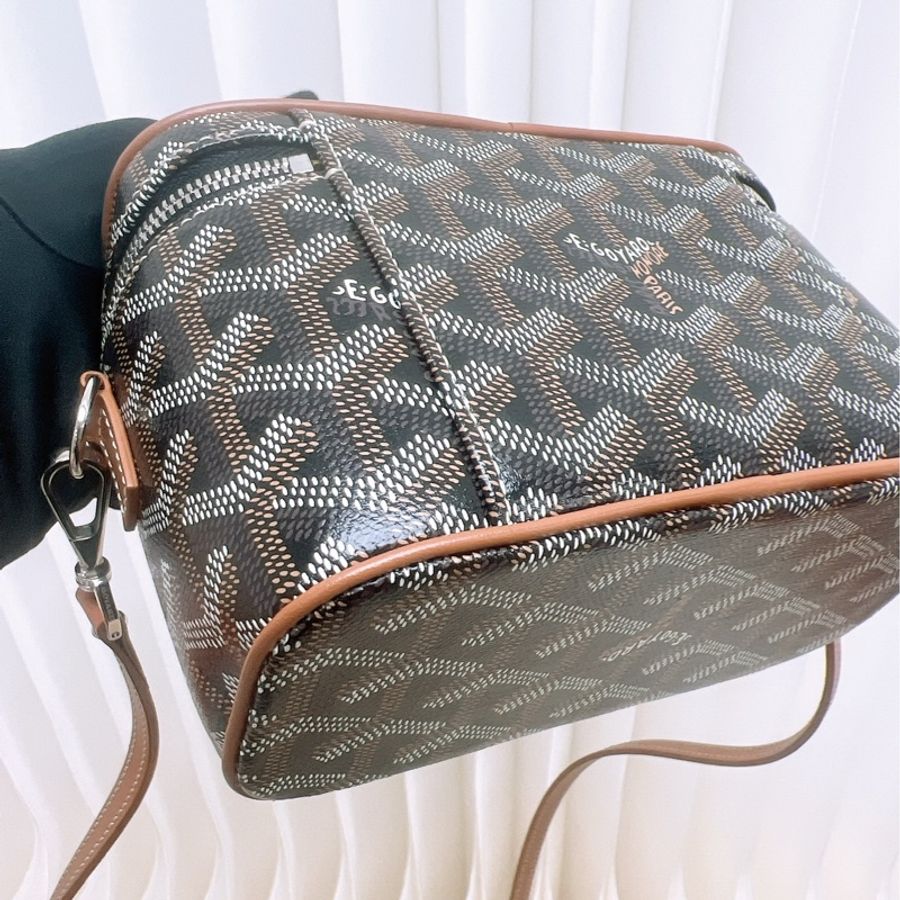 Goyard muse 迷你棕色老花盒子包-13