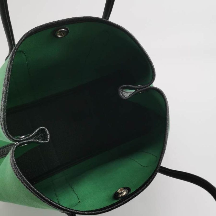 Hermes Garden Party花園包30手提包帆布Negonda牛皮銀扣綠色89黑色A刻-6