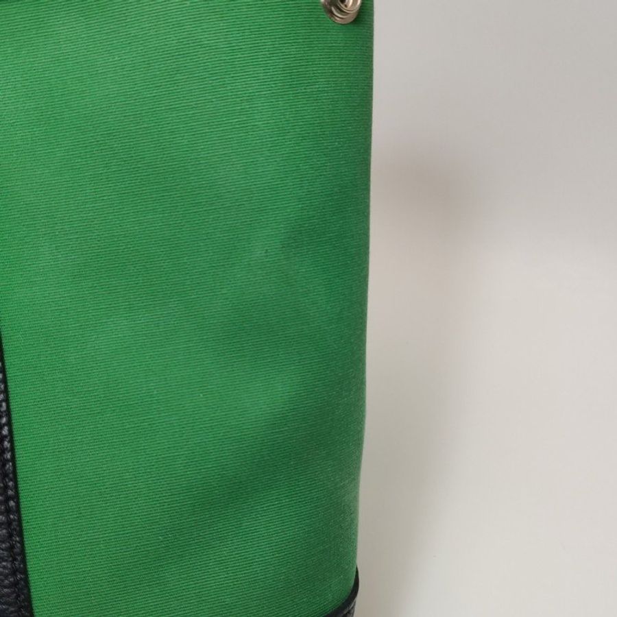 Hermes Garden Party花園包30手提包帆布Negonda牛皮銀扣綠色89黑色A刻-25