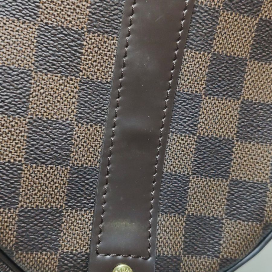 Louis Vuitton (LV) Keepall45牛皮棋盤格加強飾帶圓筒包肩包-24