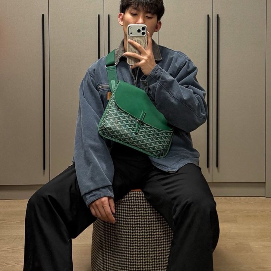 Goyard/戈雅25年新款綠色郵差包-0