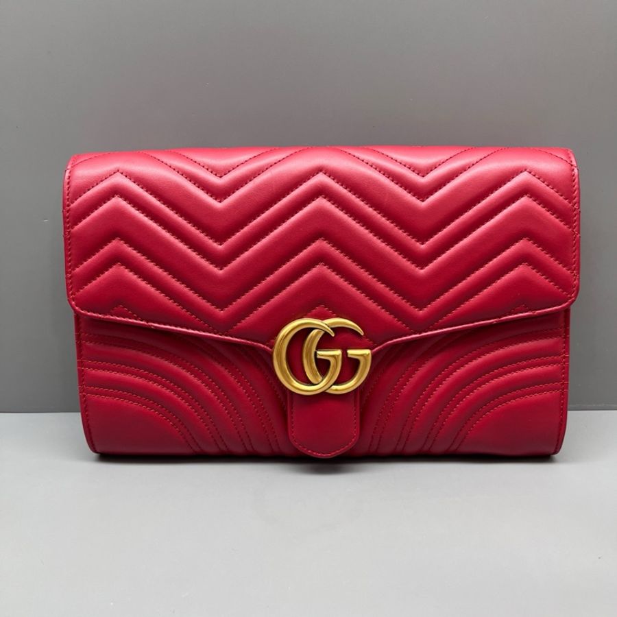 GUCCI 紅色marmont系列手拿包-0