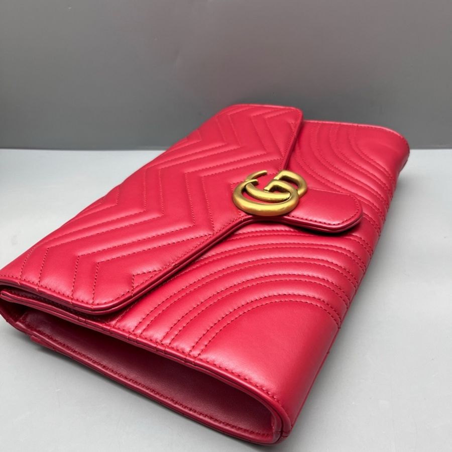 GUCCI 紅色marmont系列手拿包-3