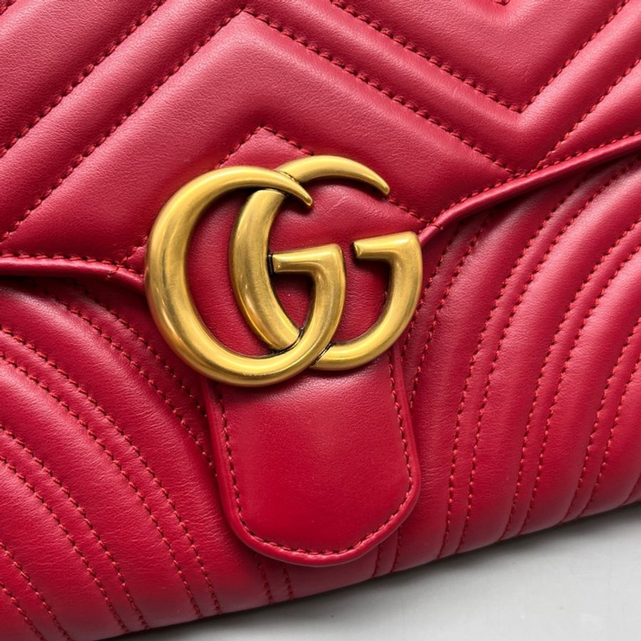 GUCCI 紅色marmont系列手拿包-5