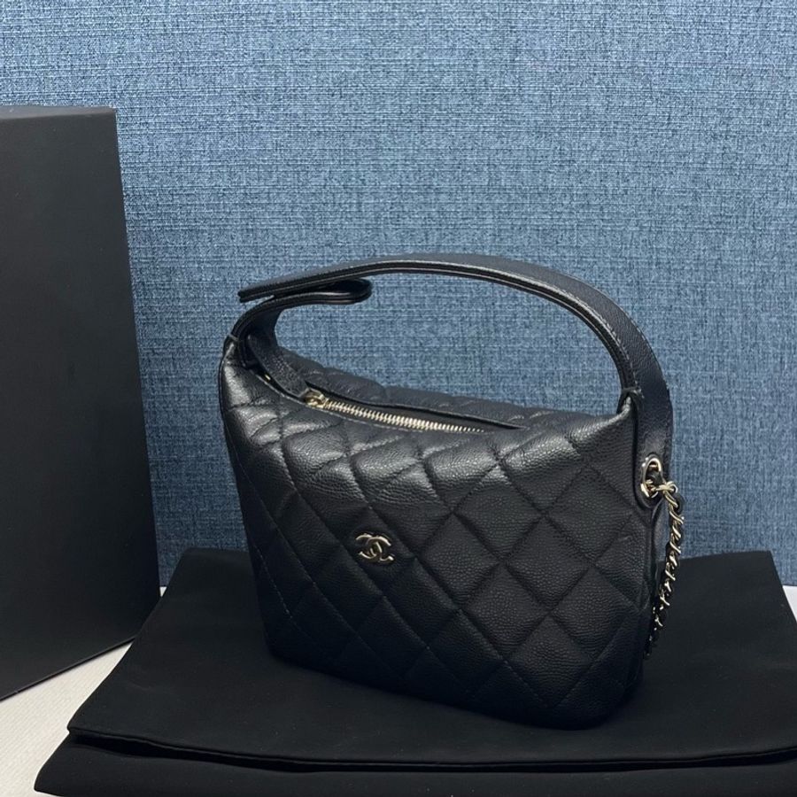 香奈兒CHANEL黑金荔枝皮飯盒包,98新-2