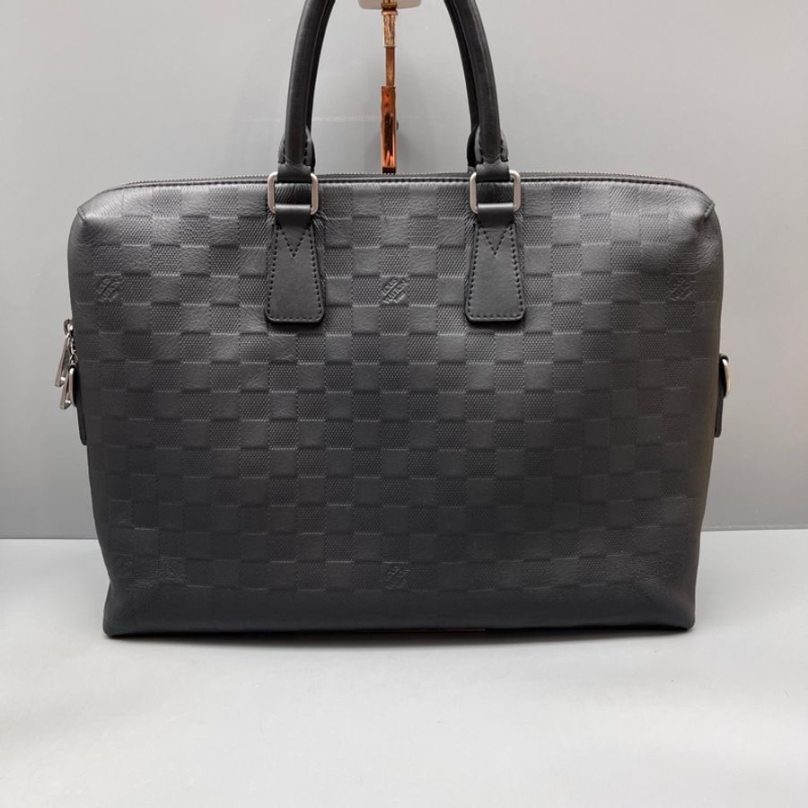 LV 路易威登黑棋盤格公文包 無肩帶-0