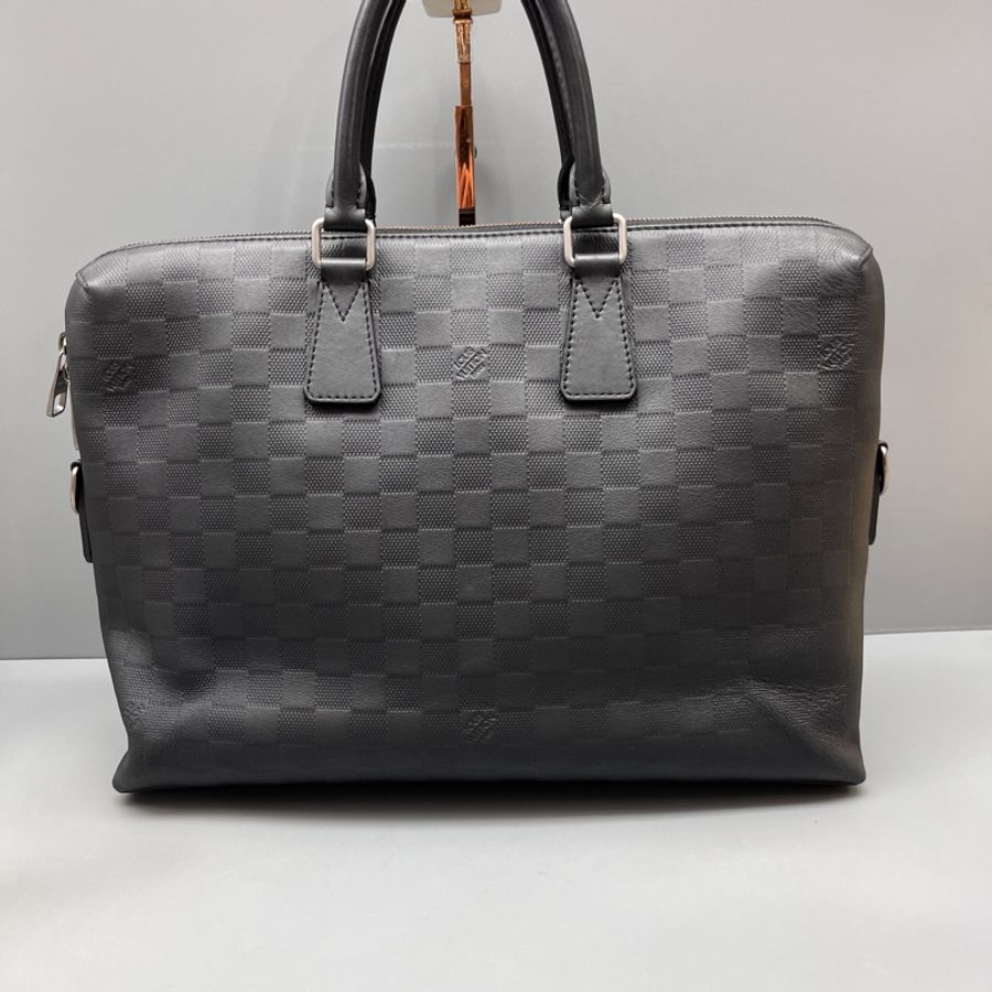 LV 路易威登黑棋盤格公文包 無肩帶-1