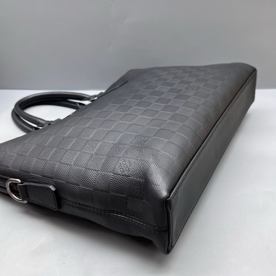 LV 路易威登黑棋盤格公文包 無肩帶-3