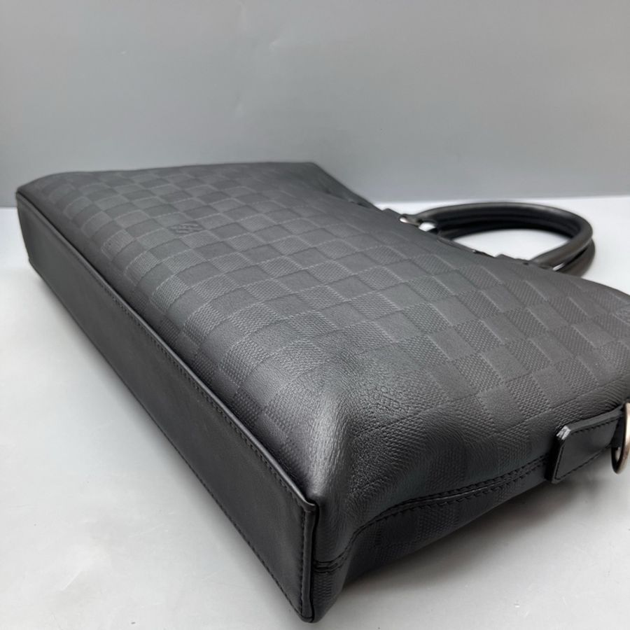 LV 路易威登黑棋盤格公文包 無肩帶-4