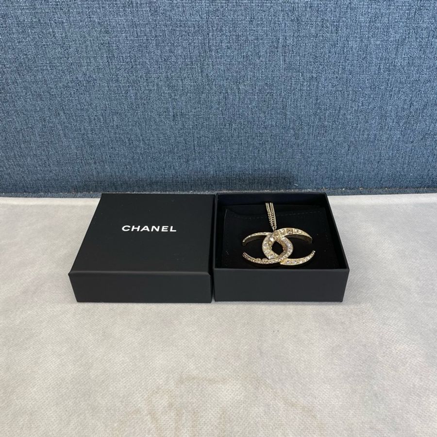 香奈兒CHANEL雙C大Logo毛衣鏈,成色99新-0