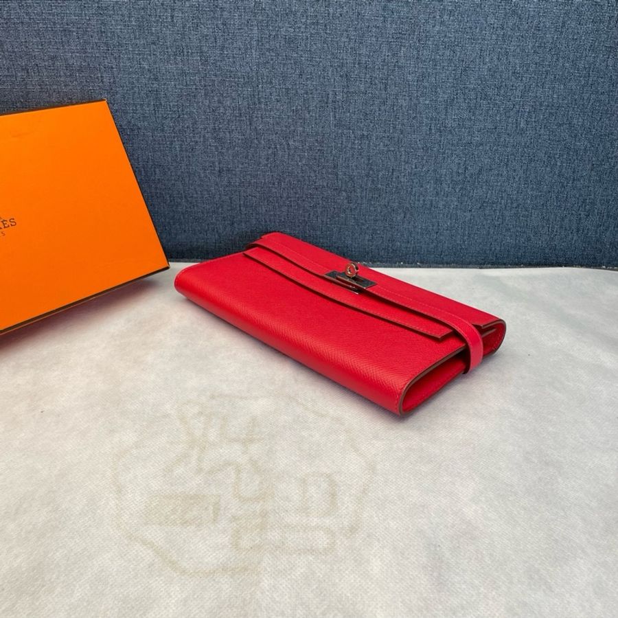 愛馬仕Hermes銀扣紅色錢包,98新-4