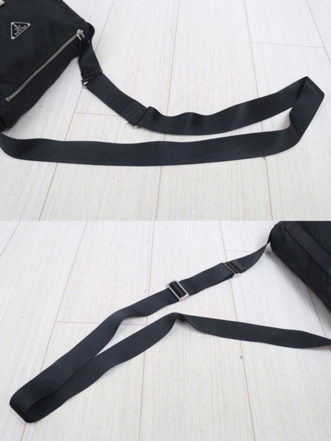 「JL精品代購」95新 Prada黑色尼龍單扣郵差包-5