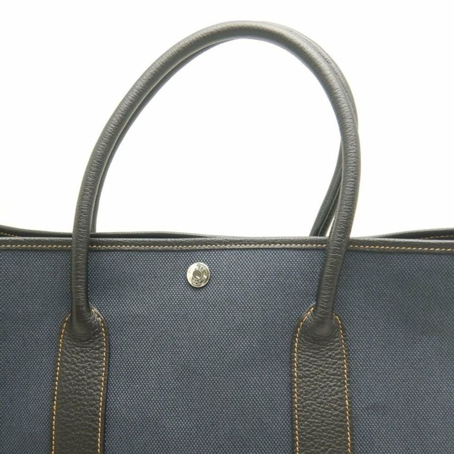 HERMES Garden Party PM 手提包,Toile H Denim Foncé,女式,253906-9
