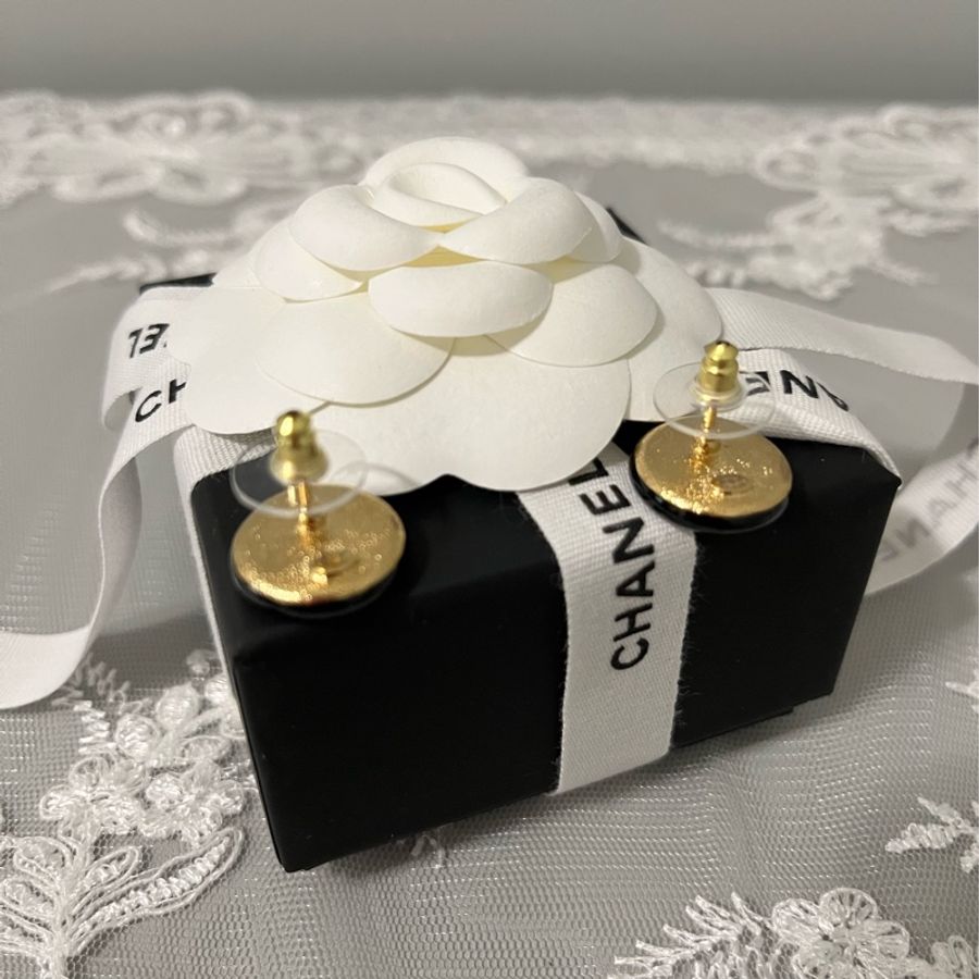 CHANEL 香奈兒《全新》經典黑白雙C耳釘|金色Logo|全配附購證|專櫃正品-20