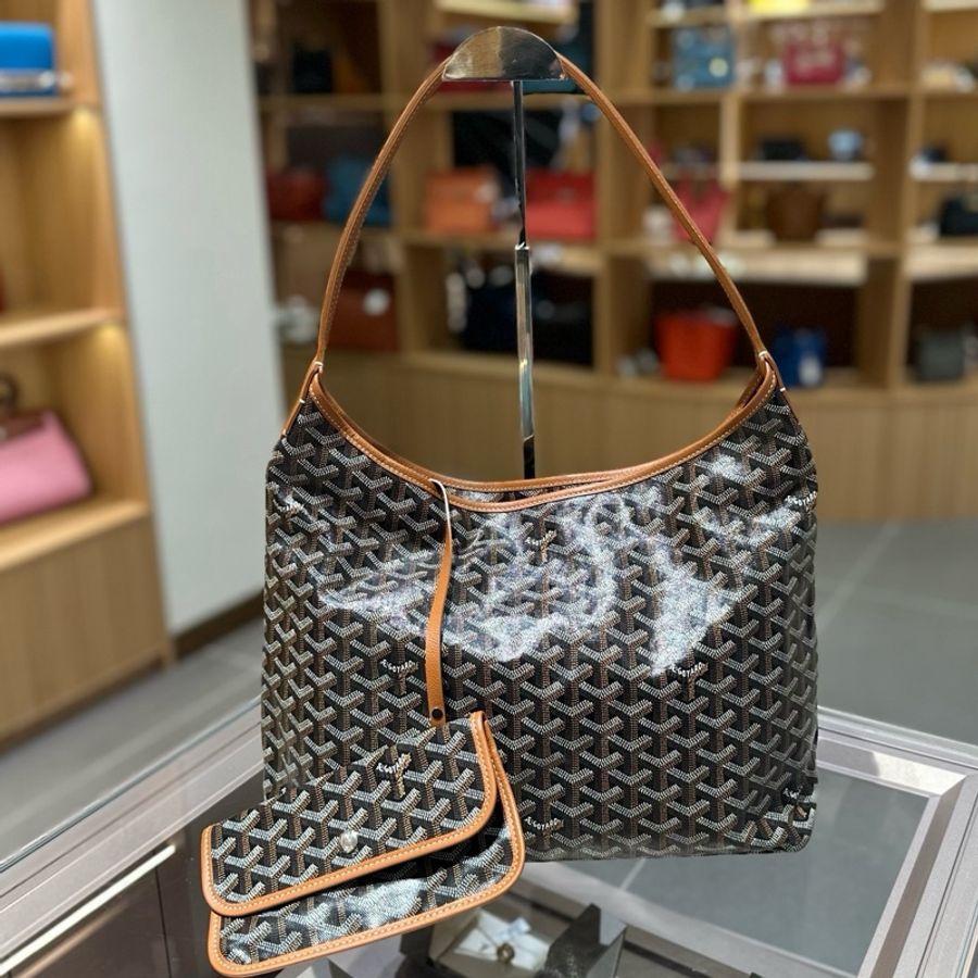 Goyard戈雅德棕色老花Hobo单肩包-1