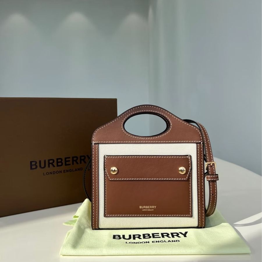 Burberry 迷你帆布拼皮革 Pocket-0