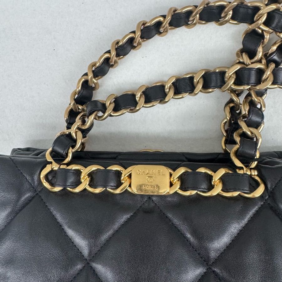 香奈兒Chanel 22B熔岩黑金 TOTE 單肩包,新款晶片-7