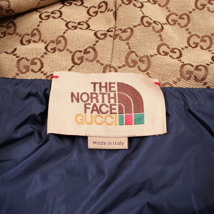 GUCCI × NORTH FACE GG帆布連帽夾克，棉腈綸混紡，米色，二手，男S碼-2
