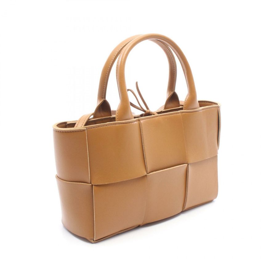 BOTTEGA VENETA 迷你 Arco 單肩手提包 709337 皮革 棕色 二手 女士-1