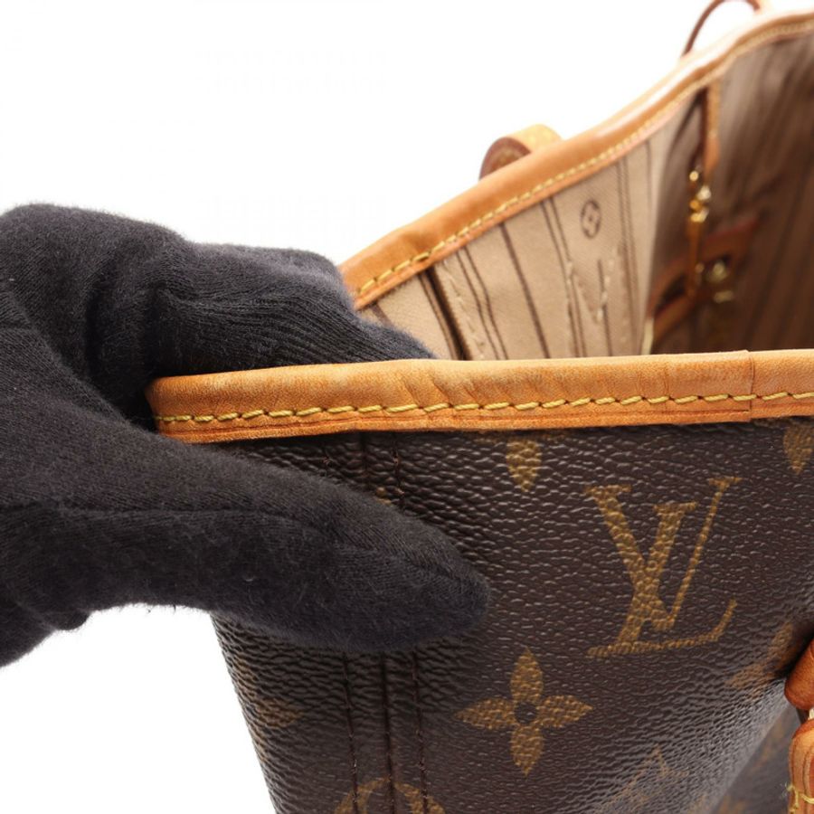 路易威登 Neverfull MM Monogram 手提包 M40156 PVC 塗層帆布皮革棕色二手女士-7