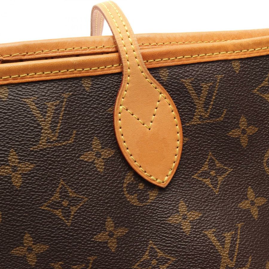 路易威登 Neverfull MM Monogram 手提包 M40156 PVC 塗層帆布皮革棕色二手女士-9