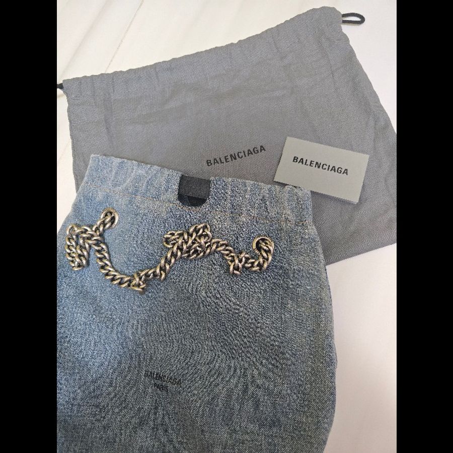 Balenciaga crush tote small denim bag-7