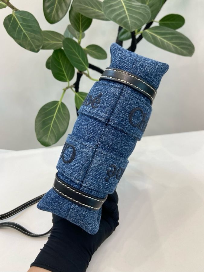Chloe/蔻依 Woody 牛仔丹寧小號手提斜挎包-5