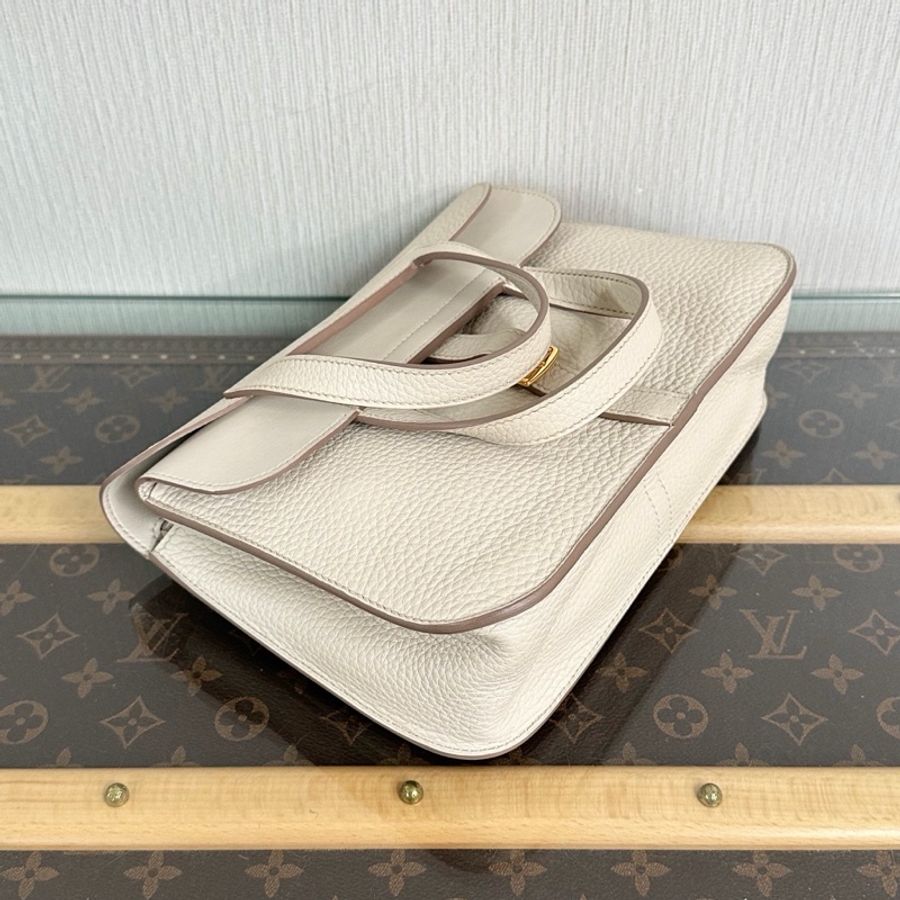 🤍 威選精品|HERMES Halzan 25 冰川白 金扣 手提肩背斜背包 🤍-4