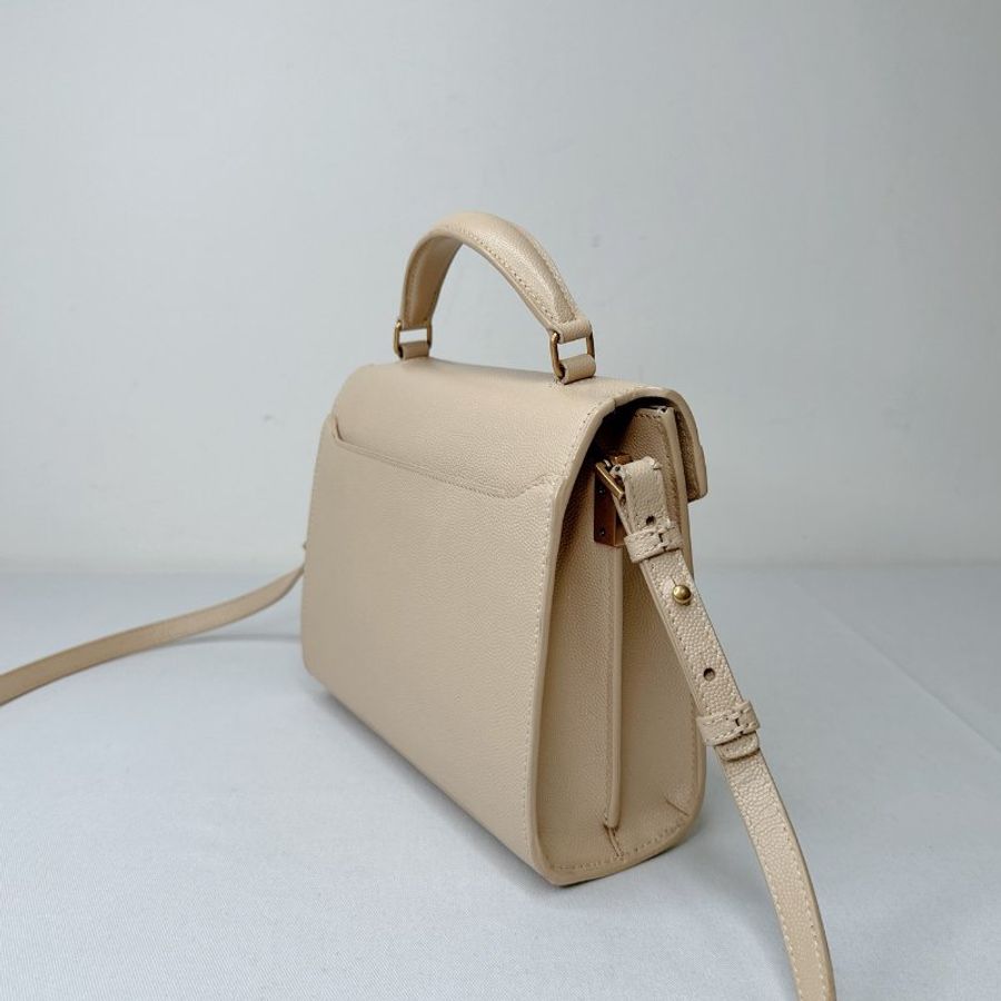 YSL Cassandra奶茶色手提斜背包-4