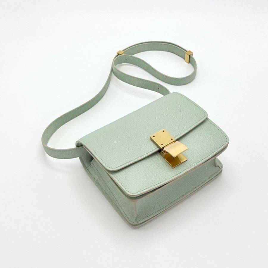 💚 威選精品|CELINE Mini Box 綠色金扣 豆腐包 💚-3