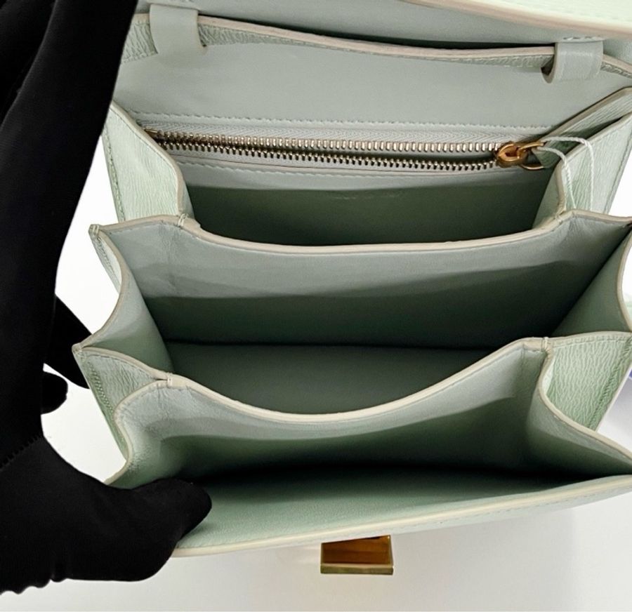 💚 威選精品|CELINE Mini Box 綠色金扣 豆腐包 💚-4
