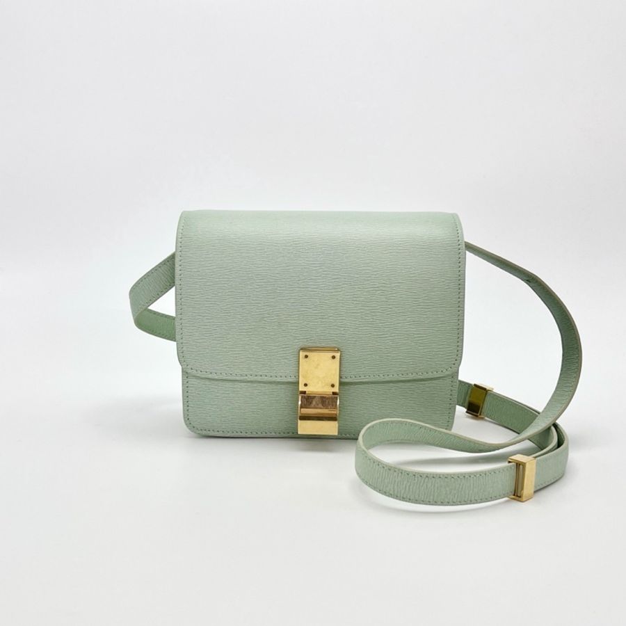 💚 威選精品|CELINE Mini Box 綠色金扣 豆腐包 💚-5