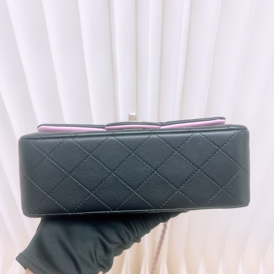 Chanel mini cf 20 黑拼粉手柄鏈條包-3