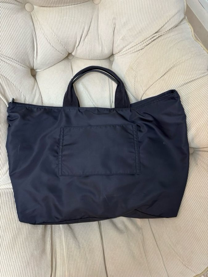 Prada普拉達 深藍色手提旅行包 公事包 輕便好用 底長45cm-1