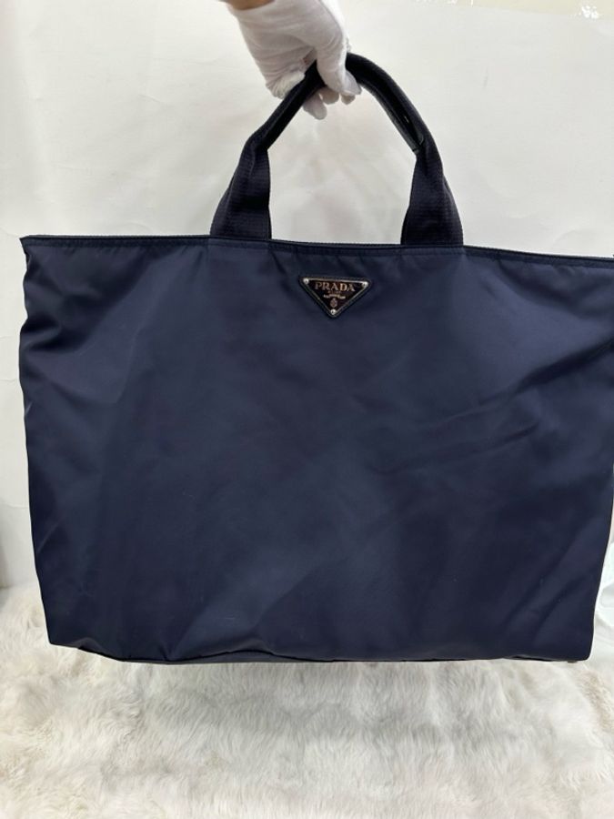 Prada普拉達 深藍色手提旅行包 公事包 輕便好用 底長45cm-4