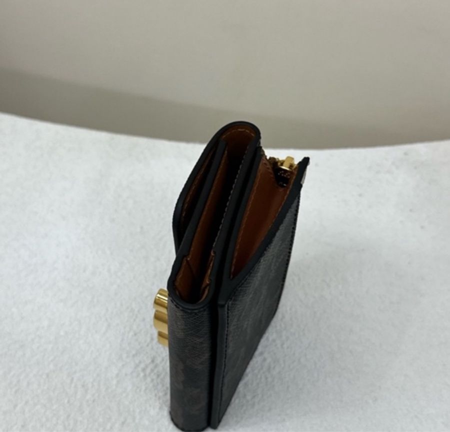 全新 celine Triomphe 二合一凱旋門 卡包錢包 棕褐色-2