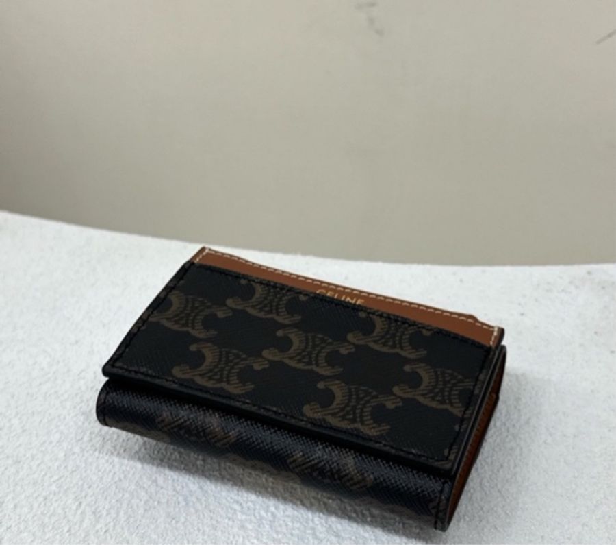 全新 celine Triomphe 二合一凱旋門 卡包錢包 棕褐色-4